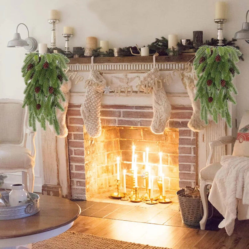 2 Pcs Artificial Pine Garland for Christmas Crafts Hanging Decoration
