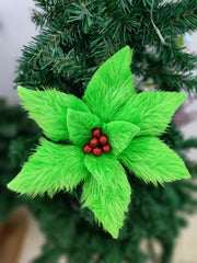 10 Pcs Artificial Poinsettia Flowers Christmas Ornaments Plush Red Holiday Decor