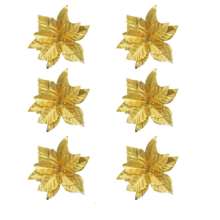 36 Pcs Artificial Christmas Poinsettia Flowers Glitter Hanging Ornaments for Tree Decoration
