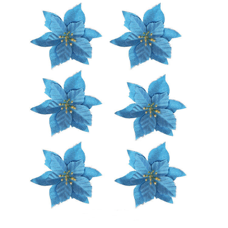 36 Pcs Artificial Christmas Poinsettia Flowers Glitter Hanging Ornaments for Tree Decoration