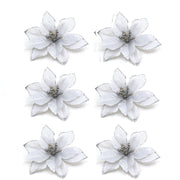 36 Pcs Artificial Christmas Poinsettia Flowers Glitter Hanging Ornaments for Tree Decoration