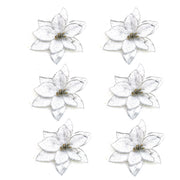 36 Pcs Artificial Christmas Poinsettia Flowers Glitter Hanging Ornaments for Tree Decoration