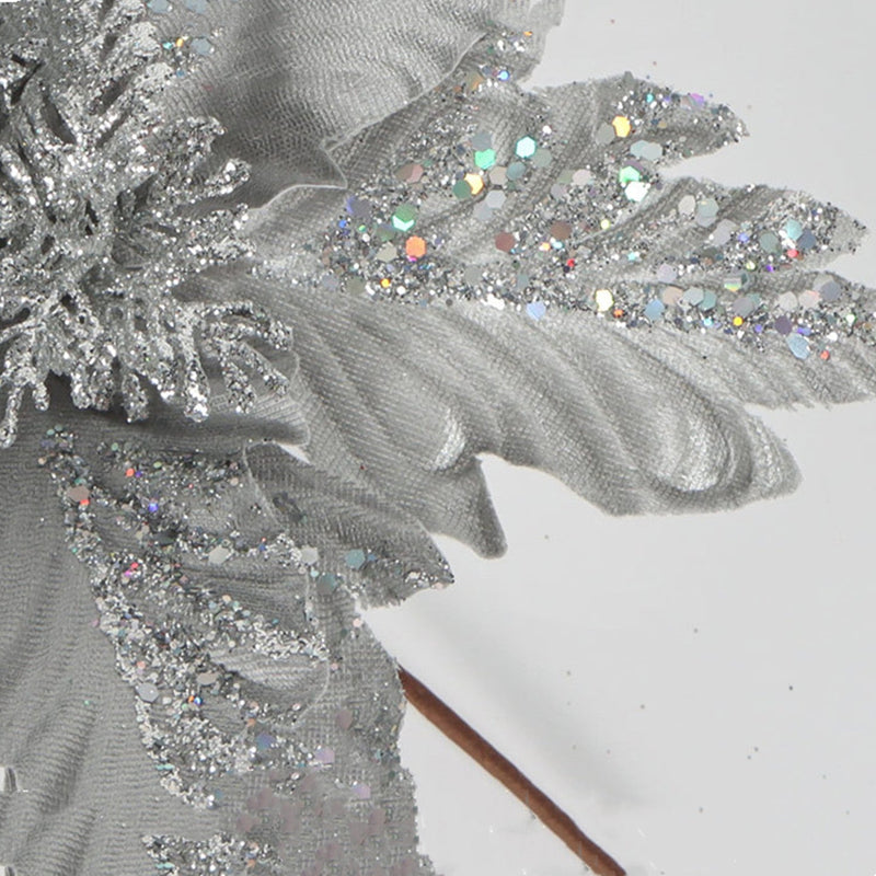 500 Pcs Artificial Glitter Christmas Poinsettia Stems Flowers Bulk Holiday Decorations
