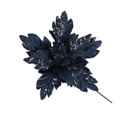500 Pcs Artificial Glitter Christmas Poinsettia Stems Flowers Bulk Holiday Decorations