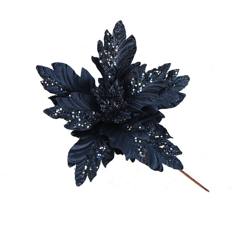 500 Pcs Artificial Glitter Christmas Poinsettia Stems Flowers Bulk Holiday Decorations