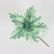 500 Pcs Artificial Glitter Christmas Poinsettia Stems Flowers Bulk Holiday Decorations