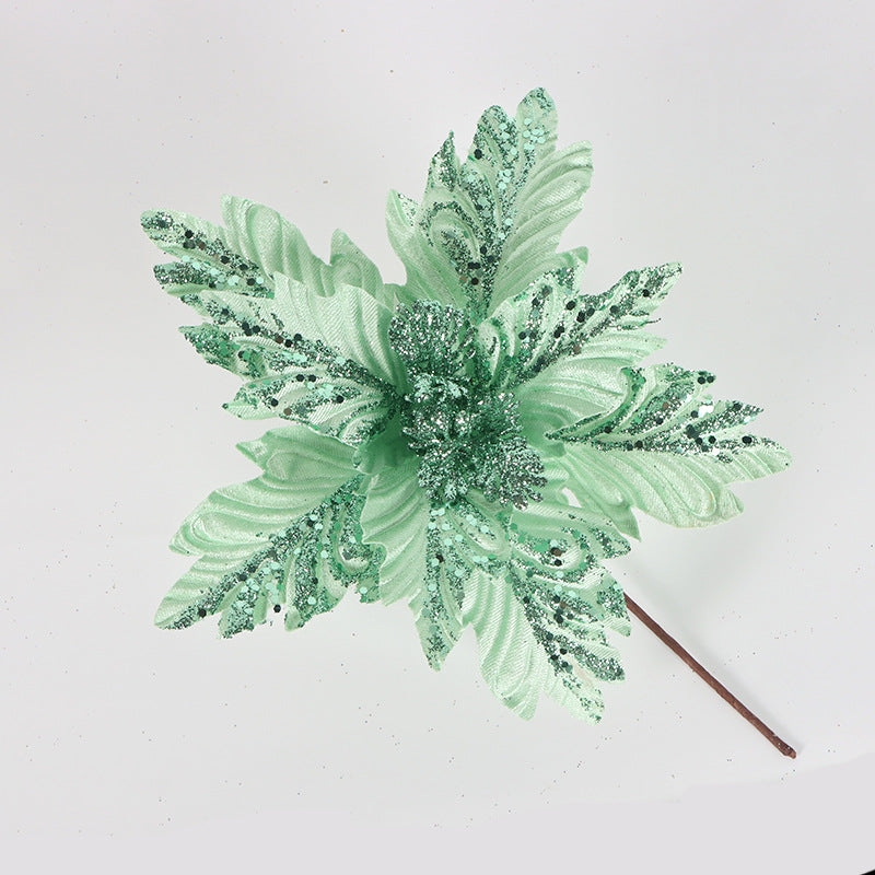 500 Pcs Artificial Glitter Christmas Poinsettia Stems Flowers Bulk Holiday Decorations