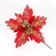 500 Pcs Artificial Glitter Christmas Poinsettia Stems Flowers Bulk Holiday Decorations