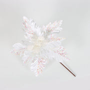 500 Pcs Artificial Glitter Christmas Poinsettia Stems Flowers Bulk Holiday Decorations