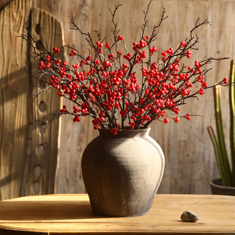 33 Inch Artificial Holly Berry Stems Bulk Quantity Christmas Decoration