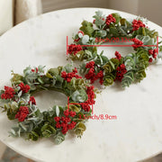 Bulk 12 Inch Red Berry Candle Wreath 1 Pc Artificial Christmas Holiday Decor for Fireplace Dining Table