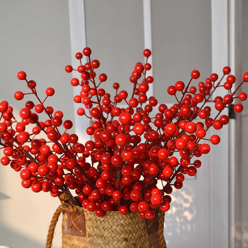 16 Inch Artificial Red Berry Picks Spray Stems 16 Pcs Christmas Decoration
