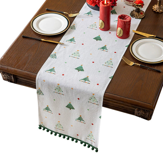 Christmas Retro Table Runner, 13.78" x 118" Festive Long Tablecloth