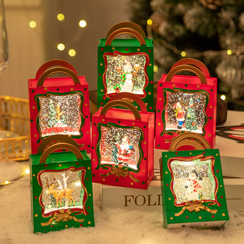 Christmas Snow Globe Lantern (2.95×1.57×4.53in)  Festive Floating Snow Christmas Decor Gift Box - Cute Holiday Gift