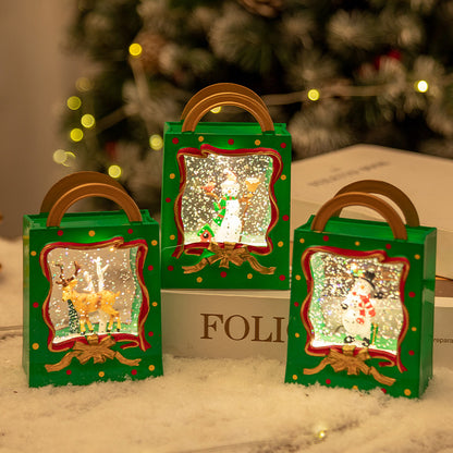 Christmas Snow Globe Lantern (2.95×1.57×4.53in)  Festive Floating Snow Christmas Decor Gift Box - Cute Holiday Gift