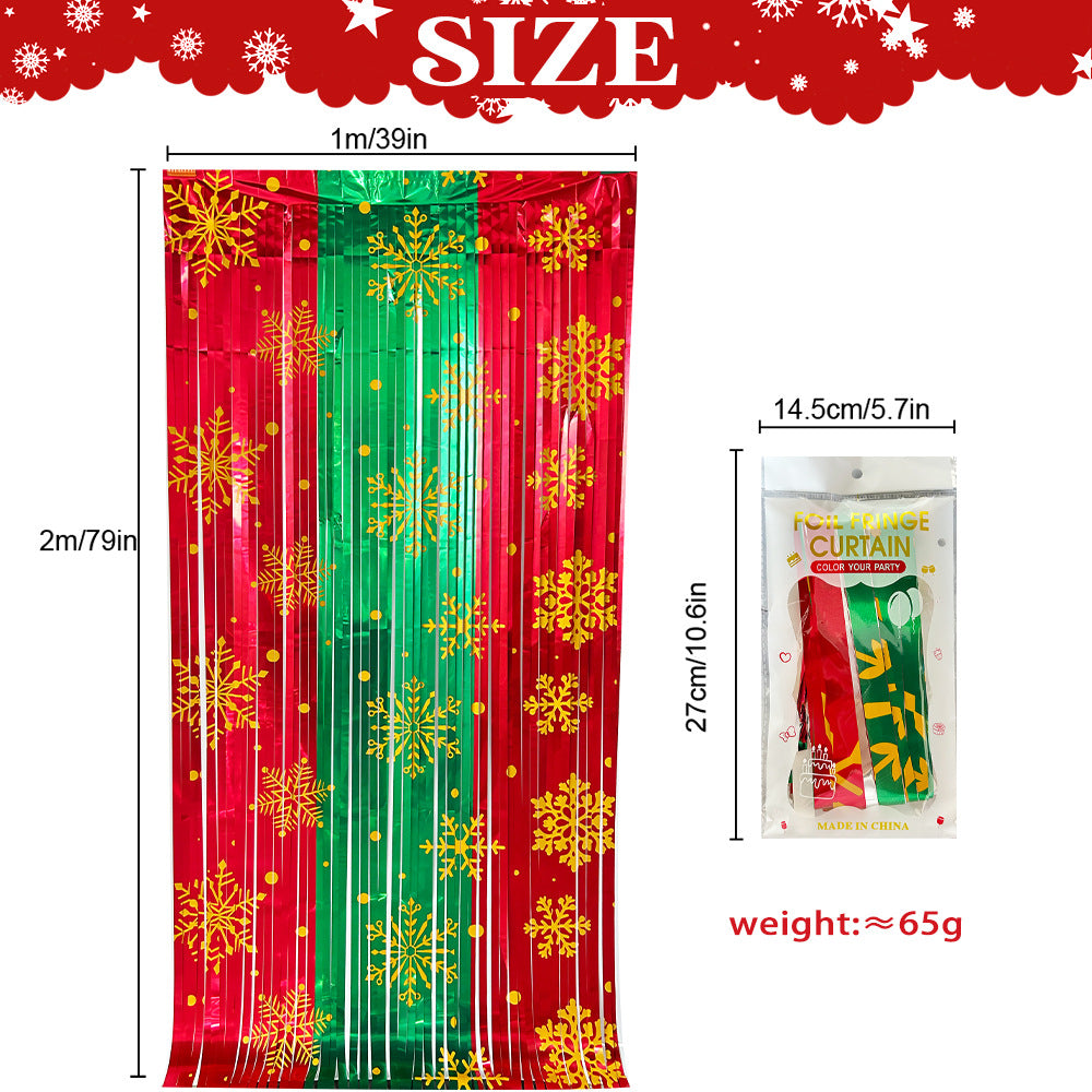 Christmas Snowflake Foil Fringe Curtain, 79×39 Inch Holiday Party Decoration for Christmas & Eve