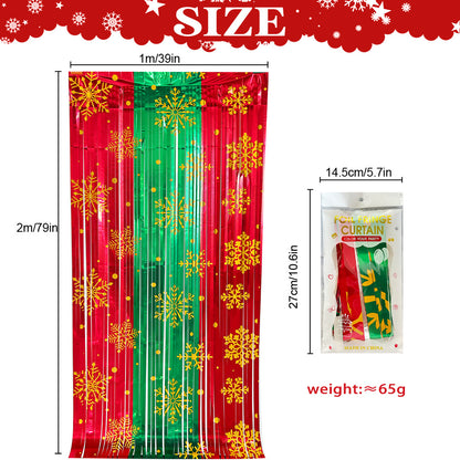 Christmas Snowflake Foil Fringe Curtain, 79×39 Inch Holiday Party Decoration for Christmas & Eve