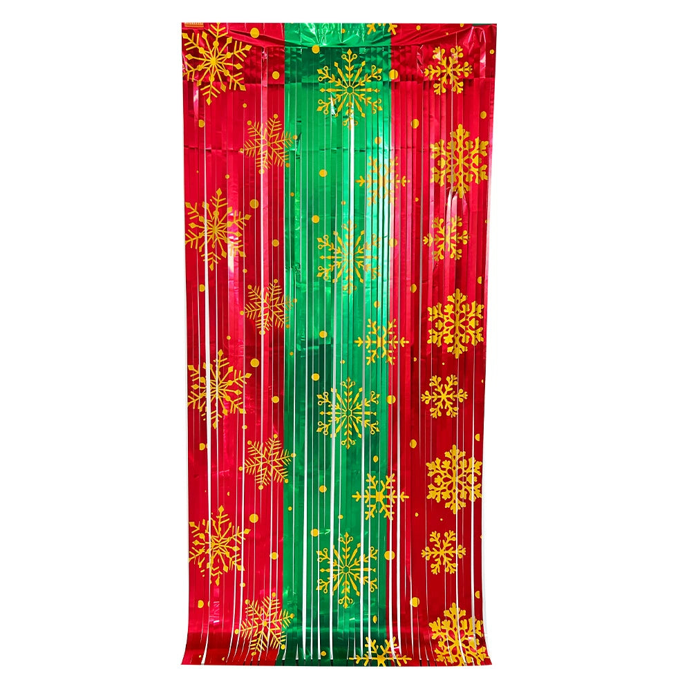Christmas Snowflake Foil Fringe Curtain, 79×39 Inch Holiday Party Decoration for Christmas & Eve