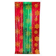 Christmas Snowflake Foil Fringe Curtain, 79×39 Inch Holiday Party Decoration for Christmas & Eve