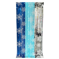 Christmas Snowflake Foil Fringe Curtain, 79×39 Inch Holiday Party Decoration for Christmas & Eve
