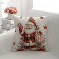 Christmas Snowflake Linen Pillowcase, 18x18 Inch Decorative Throw Pillow Cover for Sofa, Holiday Home Decor
