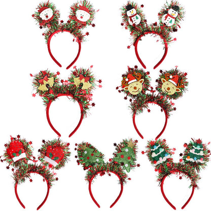 Christmas Sparkly Tinsel Headbands (9”) - Snowman/Reindeer Party Festive Hair Accessories