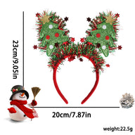 Christmas Sparkly Tinsel Headbands (9”) - Snowman/Reindeer Party Festive Hair Accessories