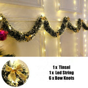 30 LED Artificial Christmas Tinsel Garland 6ft Fireplace Mantel Decoration Bulk Pack