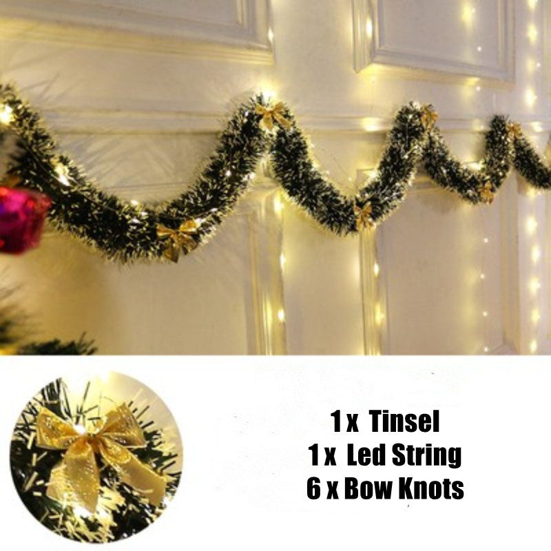 30 LED Artificial Christmas Tinsel Garland 6ft Fireplace Mantel Decoration Bulk Pack