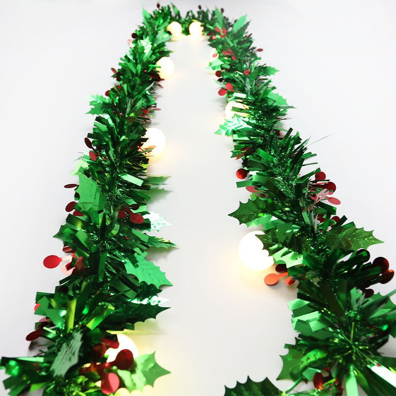 10 Pcs 65 Ft Metallic Tinsel Garland with Leaves and Berries Artificial Hanging Decor