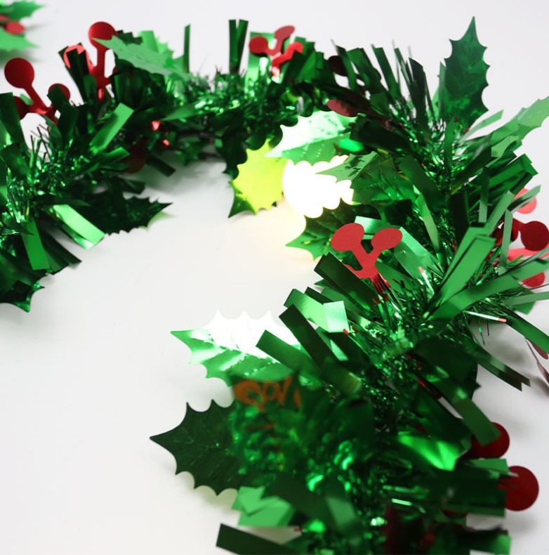 10 Pcs 65 Ft Metallic Tinsel Garland with Leaves and Berries Artificial Hanging Decor