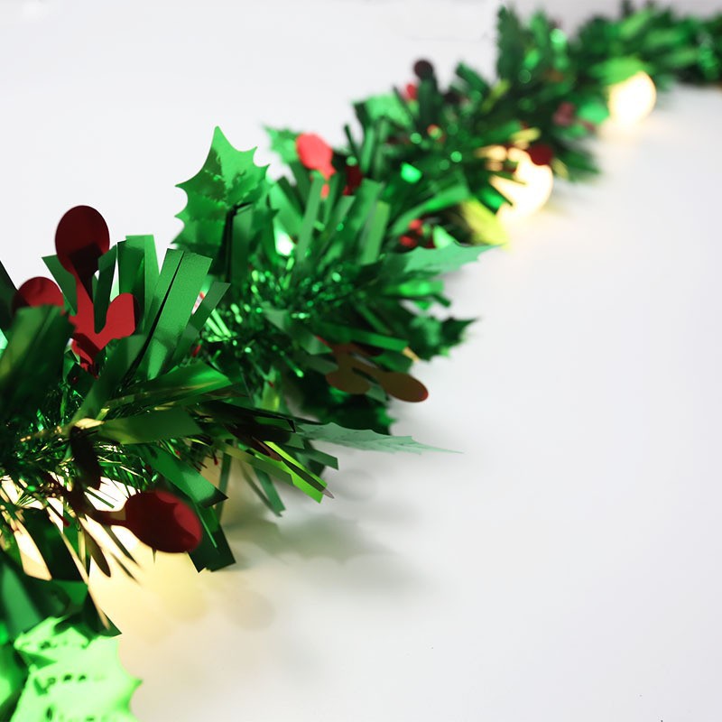 10 Pcs 65 Ft Metallic Tinsel Garland with Leaves and Berries Artificial Hanging Decor