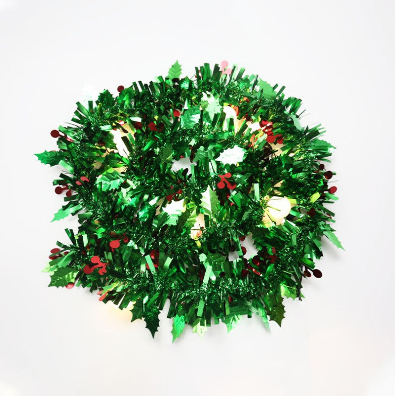 10 Pcs 65 Ft Metallic Tinsel Garland with Leaves and Berries Artificial Hanging Decor