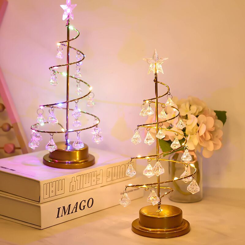 Christmas Tree Tabletop Lamp Crystal Night Light Bulk Home Decoration