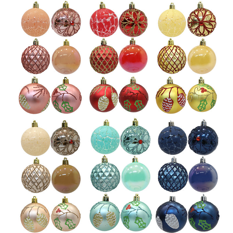 12 Pcs Christmas Ball Ornaments Glitter Hanging Decorations Bulk Set