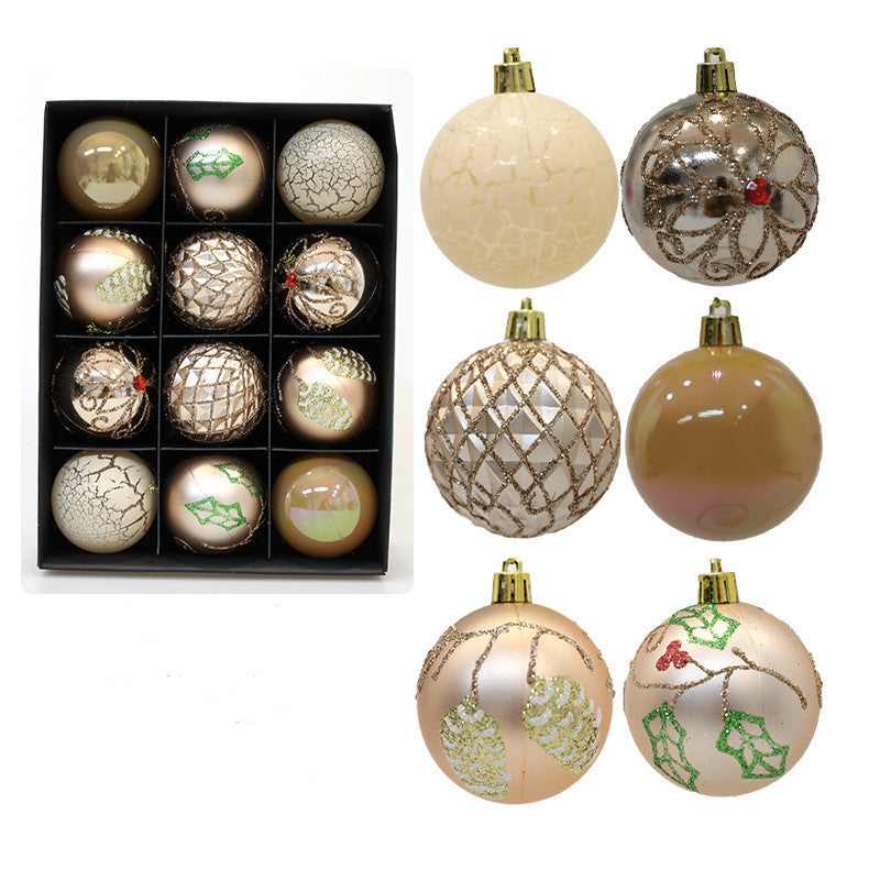 12 Pcs Christmas Ball Ornaments Glitter Hanging Decorations Bulk Set