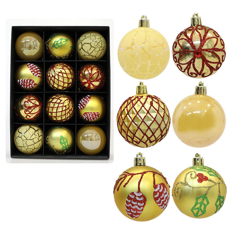 12 Pcs Christmas Ball Ornaments Glitter Hanging Decorations Bulk Set