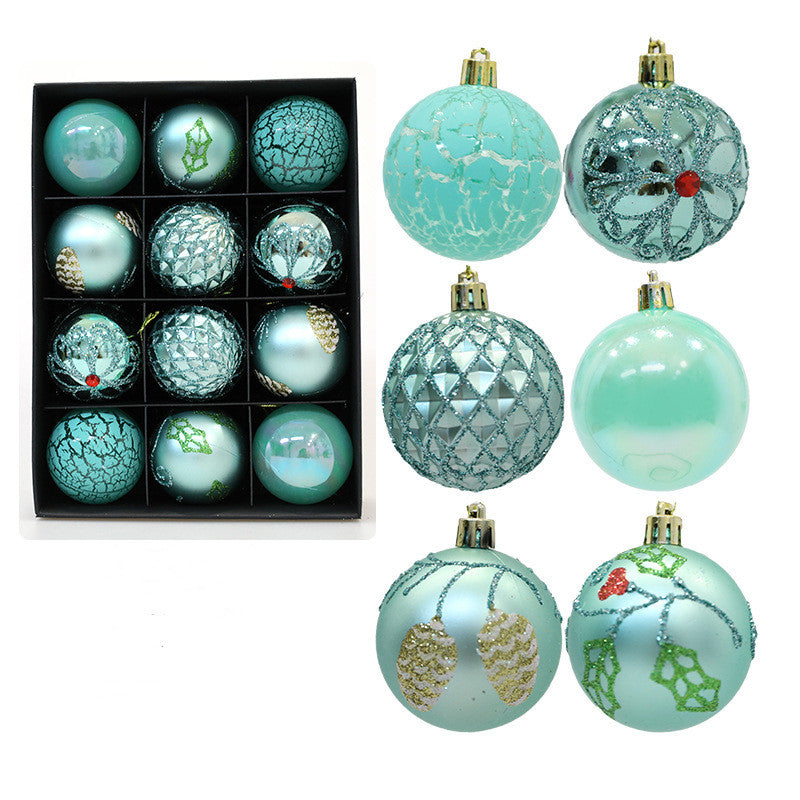 12 Pcs Christmas Ball Ornaments Glitter Hanging Decorations Bulk Set