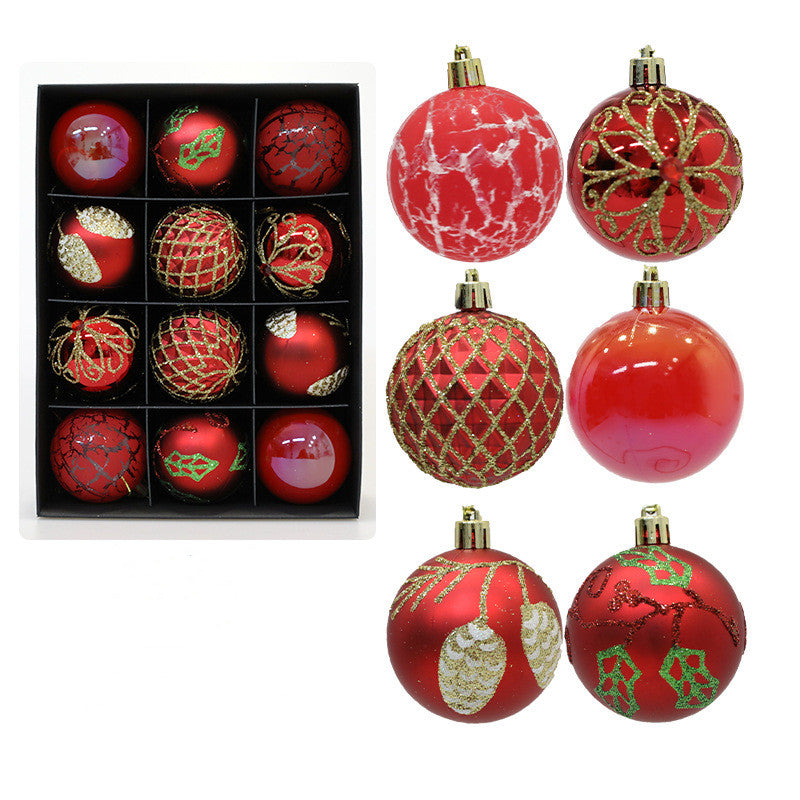 12 Pcs Christmas Ball Ornaments Glitter Hanging Decorations Bulk Set