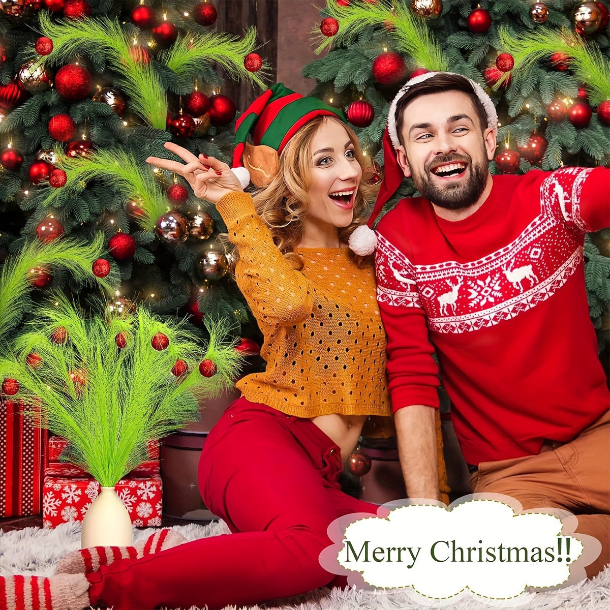 8pcs 14" Christmas Tree Picks Ornaments Christmas Tree Topper for Tree Decorations