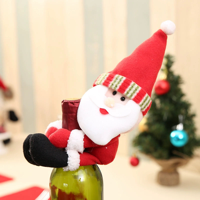 Christmas Wine Bottle Covers - Santa, Snowman & Elf Mini Wine Bottle Huggers