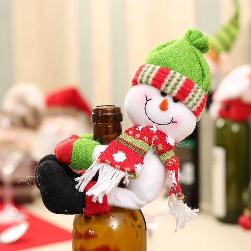 Christmas Wine Bottle Covers - Santa, Snowman & Elf Mini Wine Bottle Huggers
