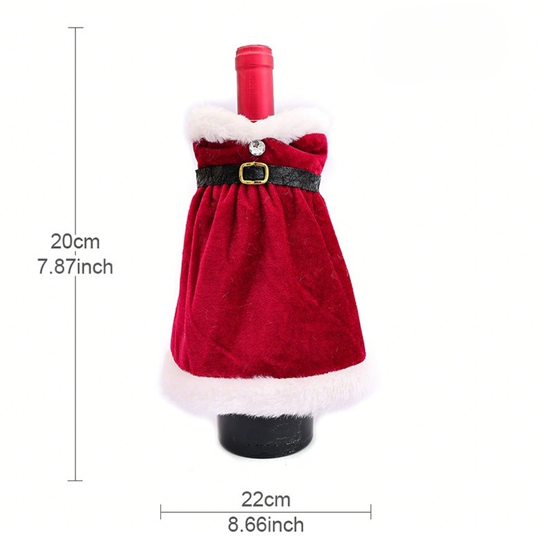 Christmas Wine Bottle Dress Cover - Velvet Santa Suit for Bottles, Festive Table Decor