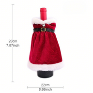 Christmas Wine Bottle Dress Cover - Velvet Santa Suit for Bottles, Festive Table Decor