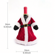 Christmas Wine Bottle Dress Cover - Velvet Santa Suit for Bottles, Festive Table Decor