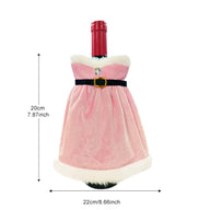 Christmas Wine Bottle Dress Cover - Velvet Santa Suit for Bottles, Festive Table Decor