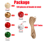 Christmas Wood Beads Garland Craft Set Bulk Quantity Natural Wood Material