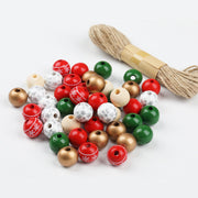 Christmas Wood Beads Garland Craft Set Bulk Quantity Natural Wood Material