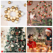 Christmas Wood Beads Garland Craft Set Bulk Quantity Natural Wood Material