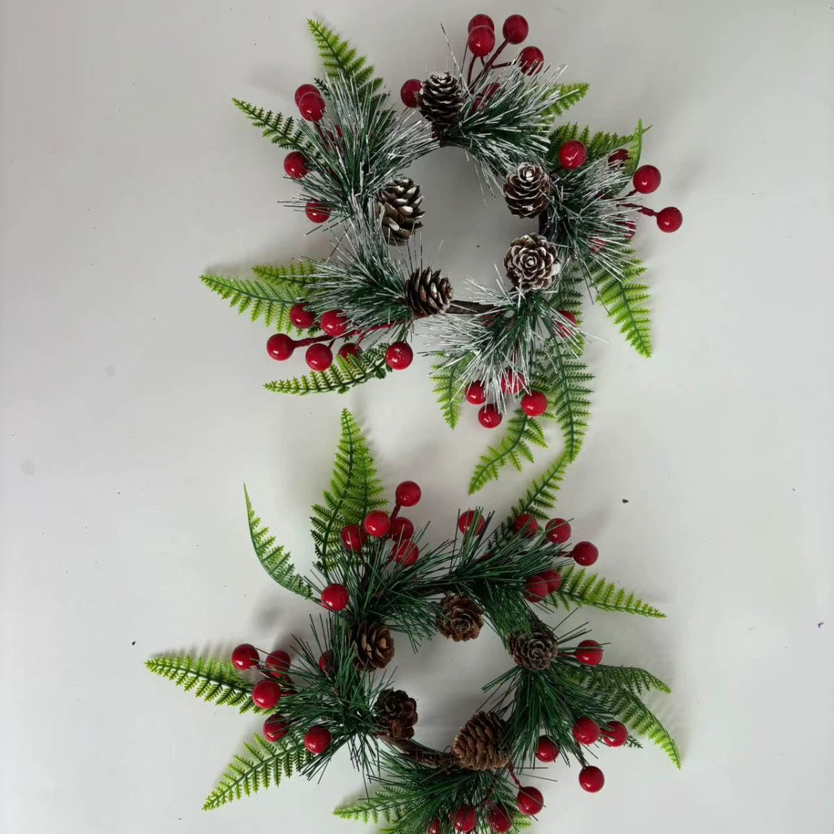 Christmas Wreaths with Red Berries & Pinecones - Holiday Decor
